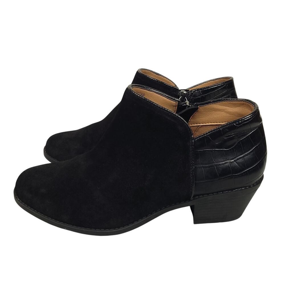 Vionic Marissa Booties Womens 8.5 Black Suede Ankle Zip Comfort Shoes EUC - Picture 7 of 13